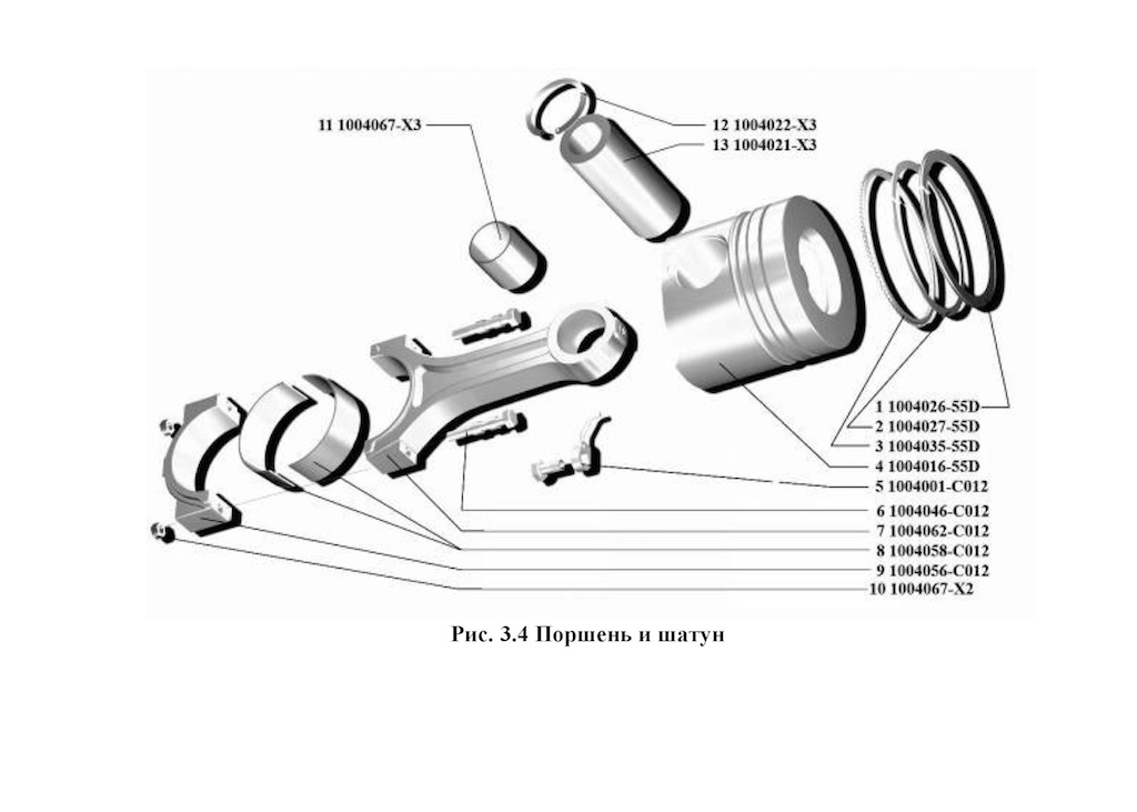 Схема Поршень и шатун