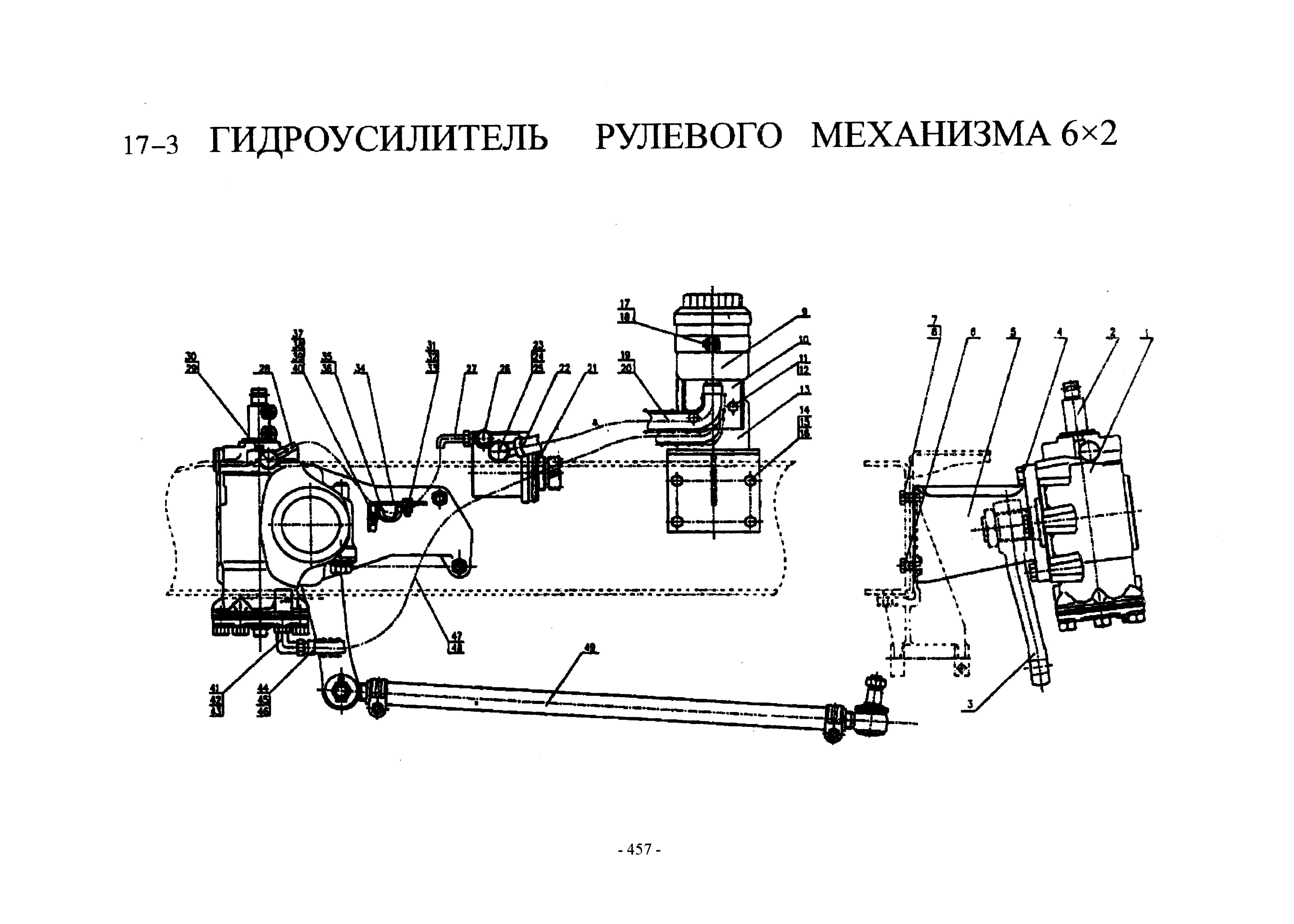 Схема Гидроусилитель 6х2. Тяги рулевые.