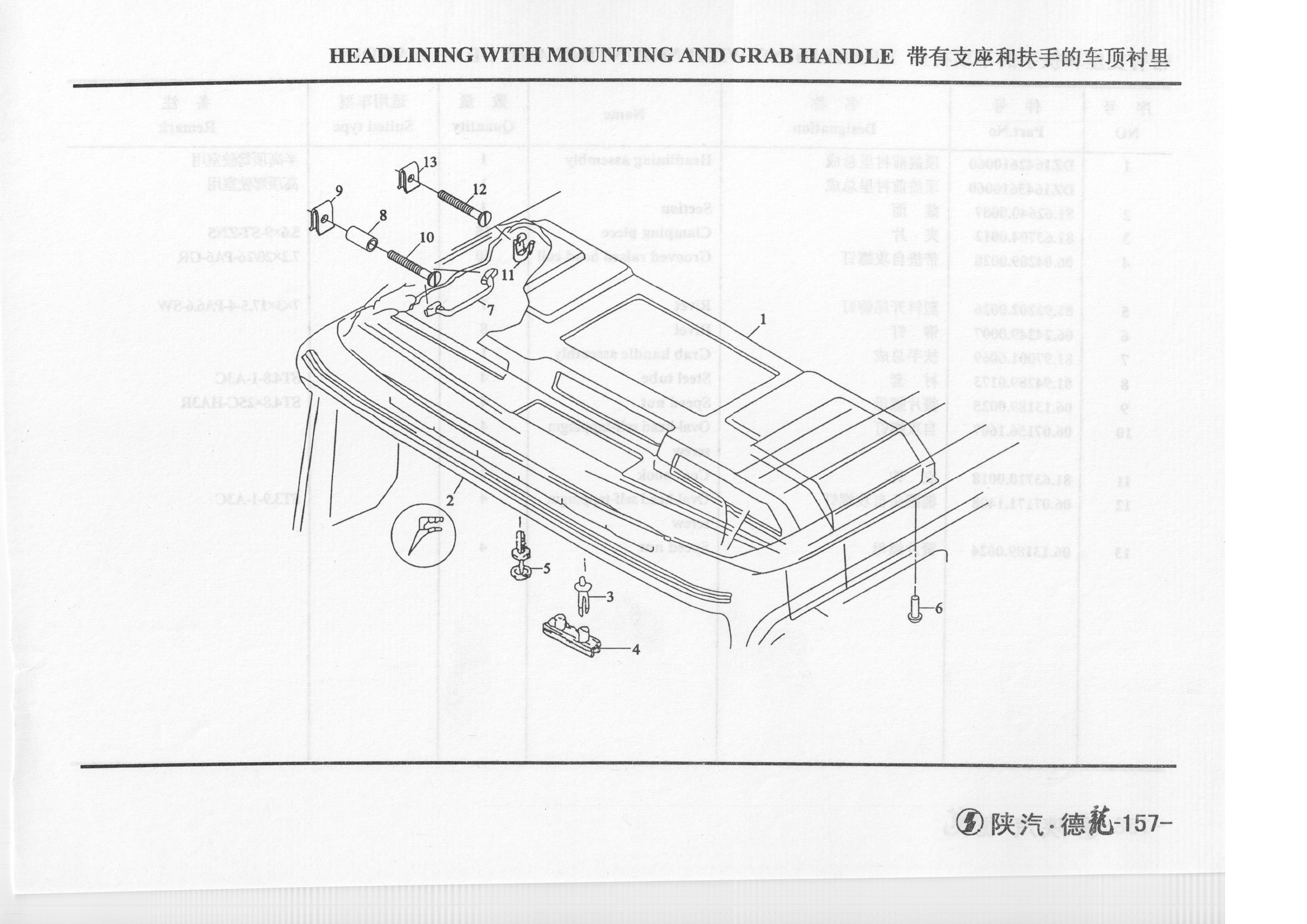 Схема Обивка потолка с креплением и поручнем